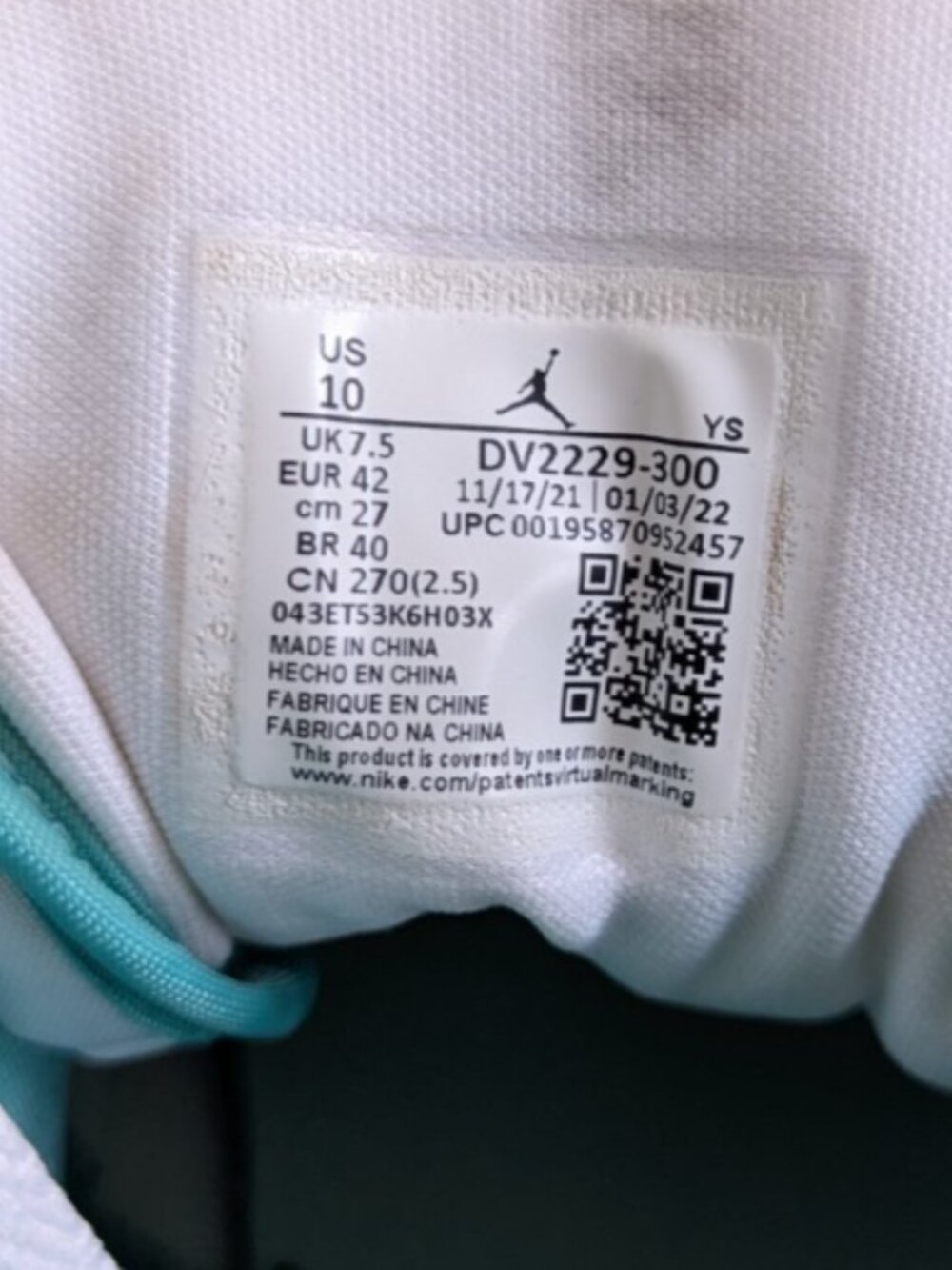 Nike Air Jordan 1 Mid Top Marine Green Youth 10 Women's 11.5 - Picture 8 of 8